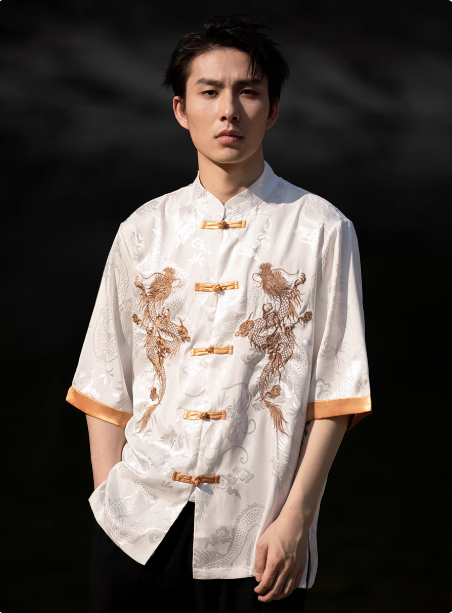 Men’s Traditional Tang Suit Embroidered Chinese style Shirt