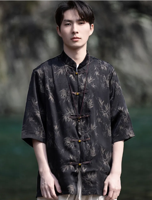 Chinese style short sleeved shirt Tang suit