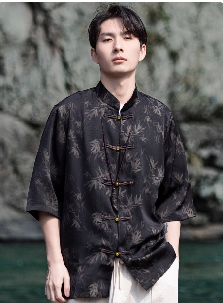 Chinese style short sleeved shirt Tang suit