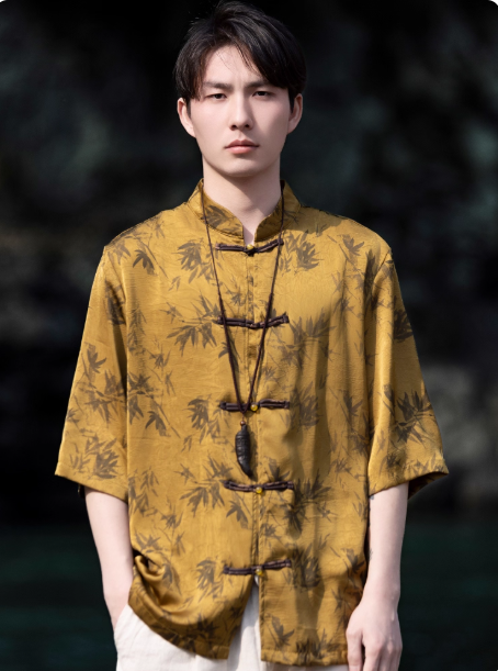 Chinese style short sleeved shirt Tang suit