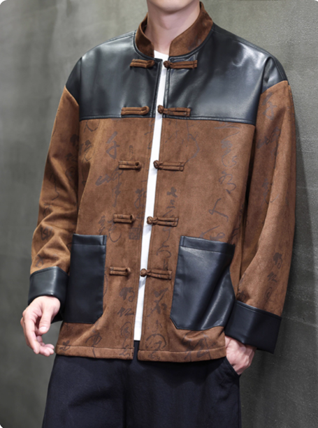 Mens Suede Jacket, Chinese Style Tang Suit Coat