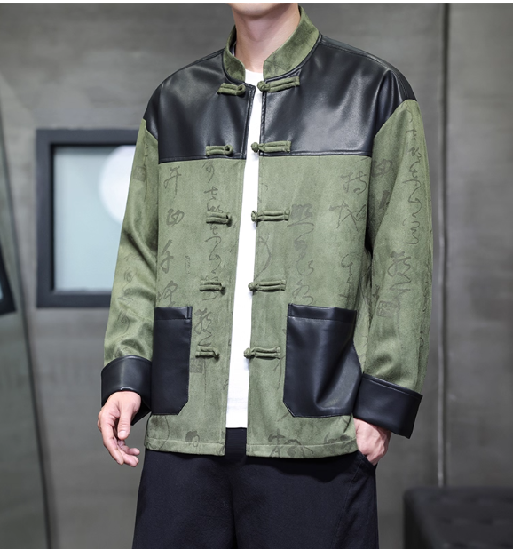 Mens Suede Jacket, Chinese Style Tang Suit Coat