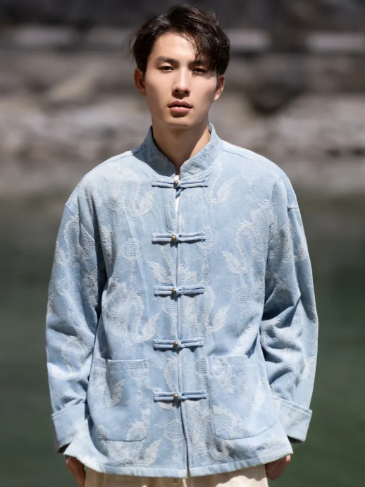 Chinese Style Tang Suit Denim Jacket Men
