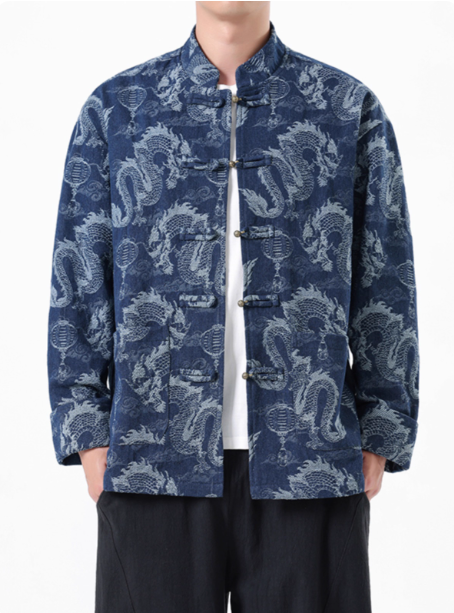 Chinese Style Tang Suit Denim Jacket Men