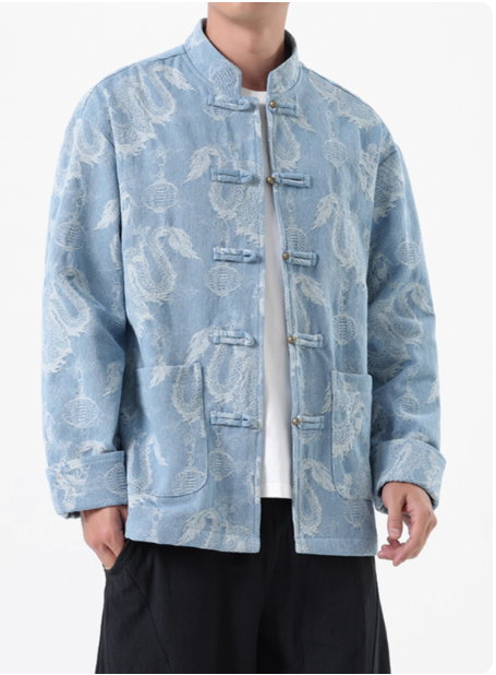 Chinese Style Tang Suit Denim Jacket Men
