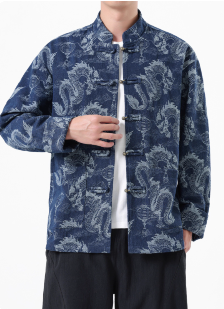 Chinese Style Tang Suit Denim Jacket Men