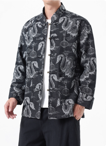 Chinese Style Tang Suit Denim Jacket Men
