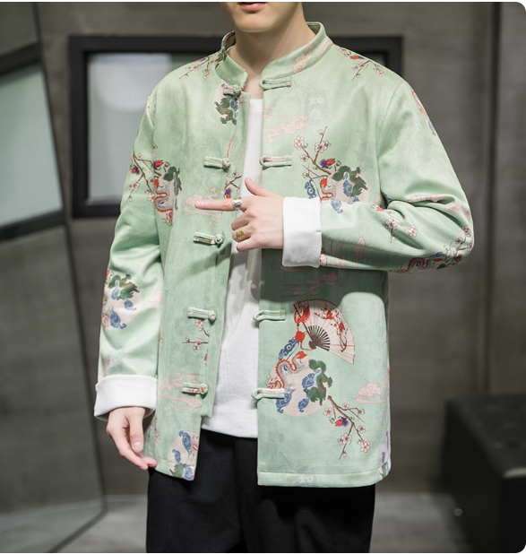 Chinese Style Tang Suit Denim Jacket Men
