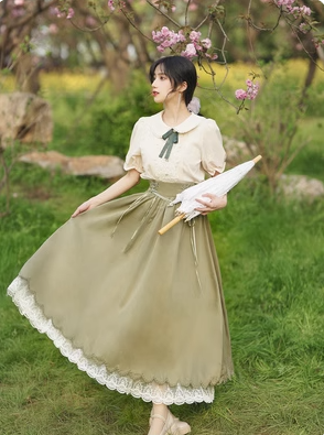 French court style Hanfu dress short sleeved  suit