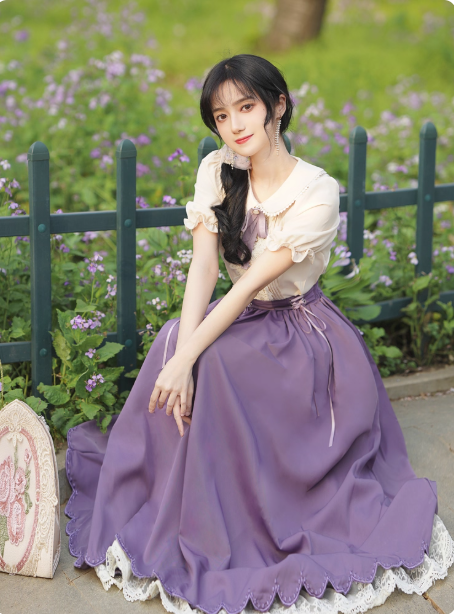 French court style Hanfu dress short sleeved  suit