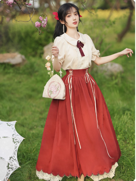 French court style Hanfu dress short sleeved  suit