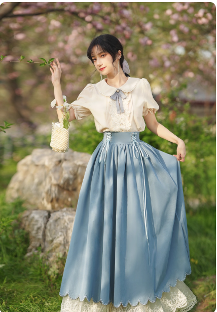 French court style Hanfu dress short sleeved  suit