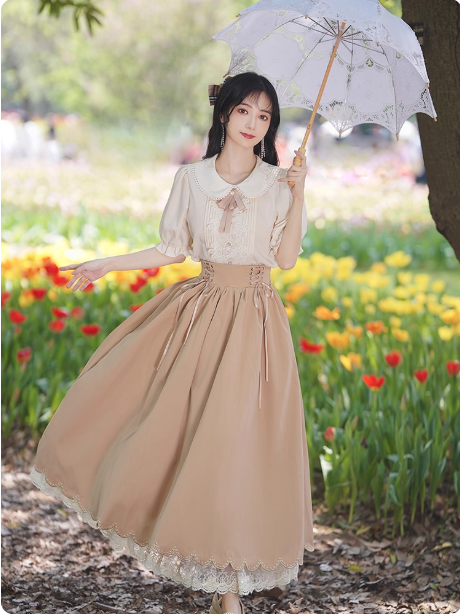 French court style Hanfu dress short sleeved  suit