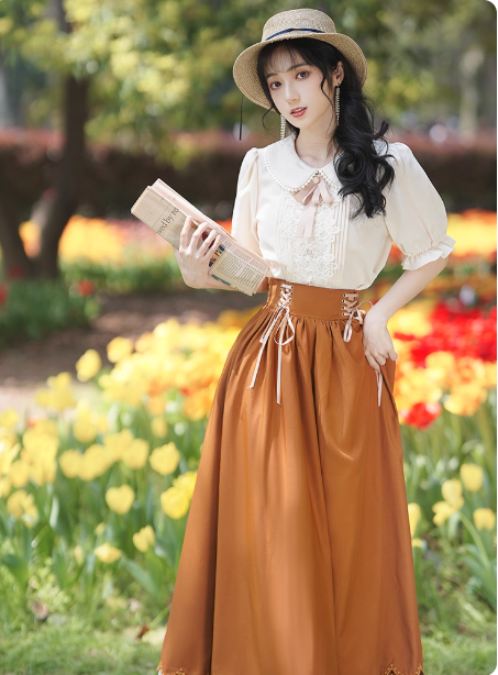 French court style Hanfu dress short sleeved  suit