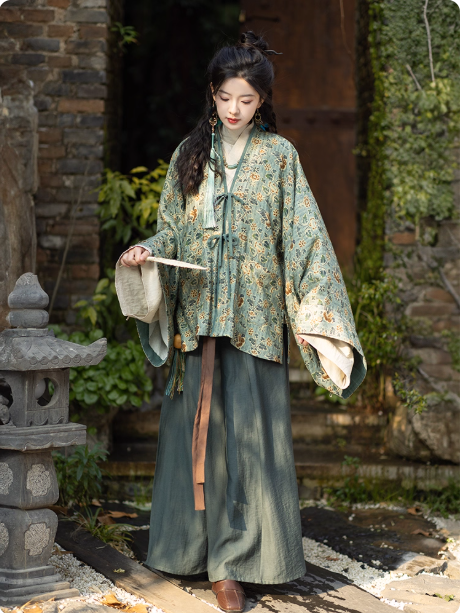 【雨水:青鸟泉】Wei Jin style New Chinese style Hanfu suit set