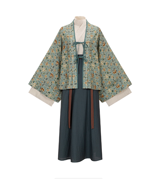 【雨水:青鸟泉】Wei Jin style New Chinese style Hanfu suit set