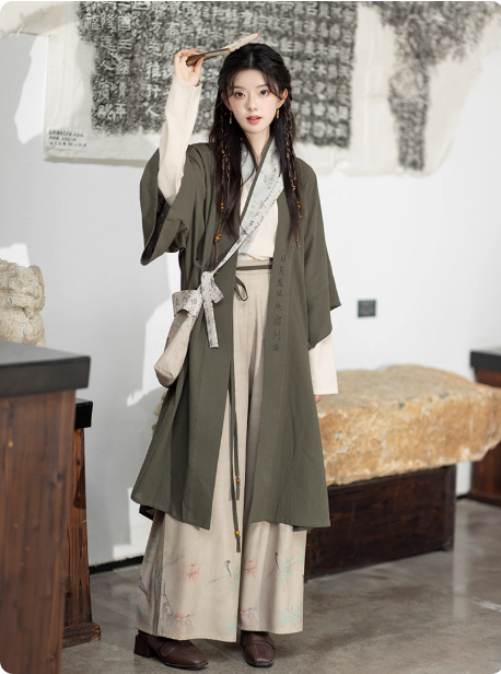 【秋分:云野】Song style long shirt, short shirt, Song pants, new Chinese Hanfu