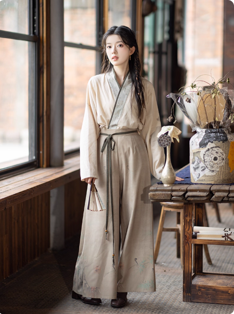 【秋分:云野】Song style long shirt, short shirt, Song pants, new Chinese Hanfu