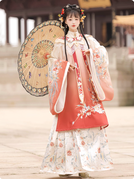 【青羽鸾鸟】Ming Dynasty Hanfu Chinese style Aoqun horse face skirt embroidery set
