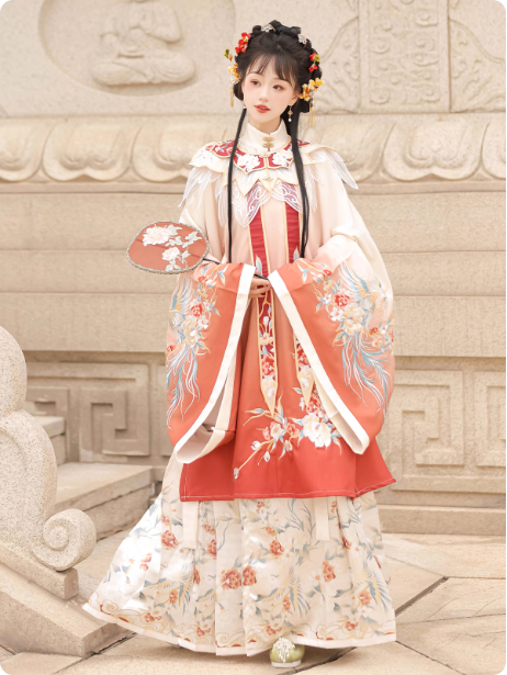 【青羽鸾鸟】Ming Dynasty Hanfu Chinese style Aoqun horse face skirt embroidery set
