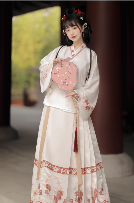 [花影]Ming Dynasty Hanfu waist length pleated skirt Aoqun