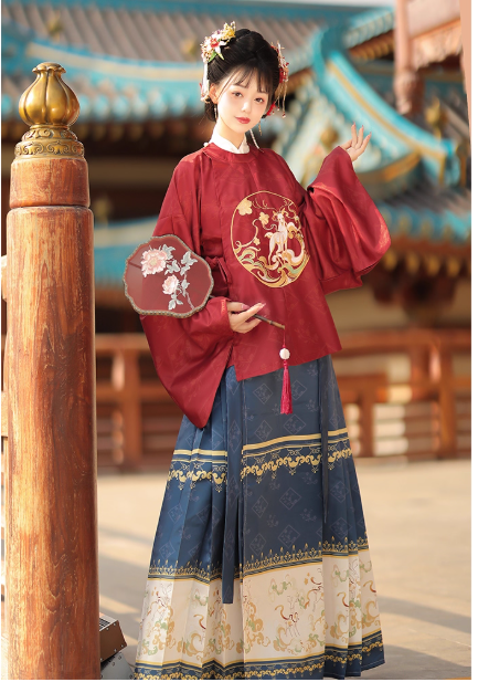 [麋鹿]Ming Dynasty Hanfu Aoqun horse face skirt set