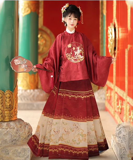 [麋鹿]Ming Dynasty Hanfu Aoqun horse face skirt set