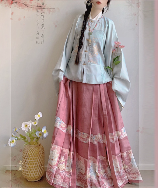 【白玉桃桃】Ming Dynasty Hanfu Aoqun horse face skirt set