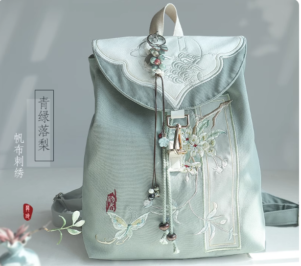 Hanfu backpack, Chinese Hanfu embroidered canvas backpack