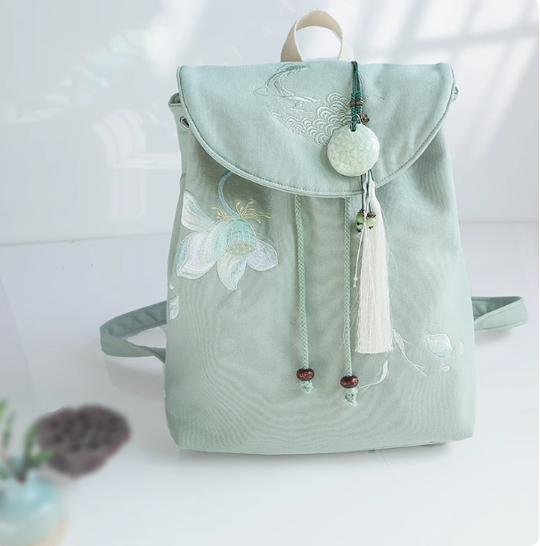 Chinese Hanfu Embroidered Canvas Backpack