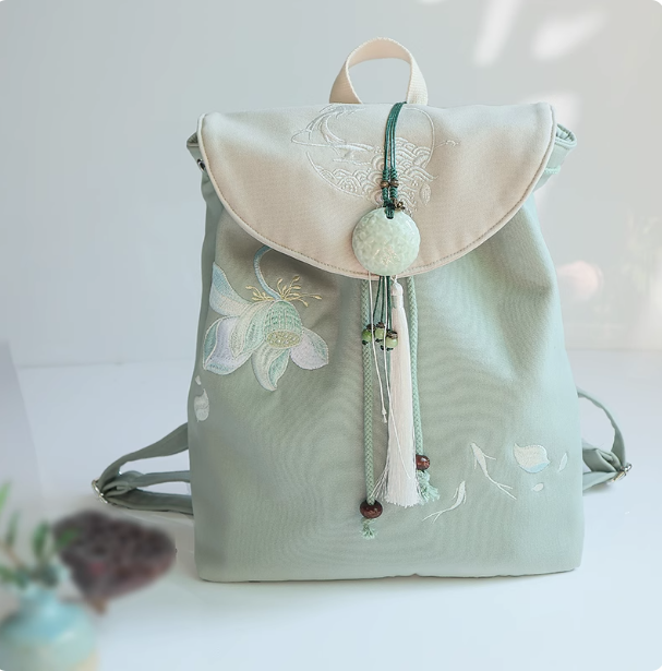 Chinese Hanfu Embroidered Canvas Backpack