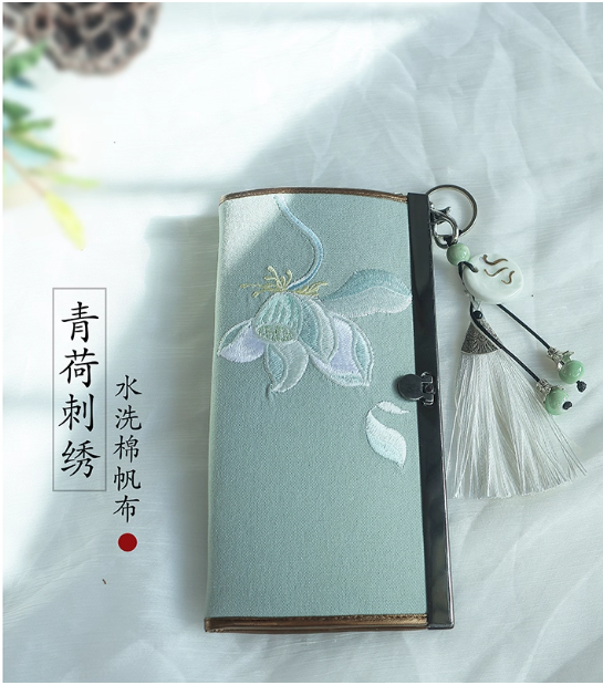 Hand embroidered Hanfu canvas wallet