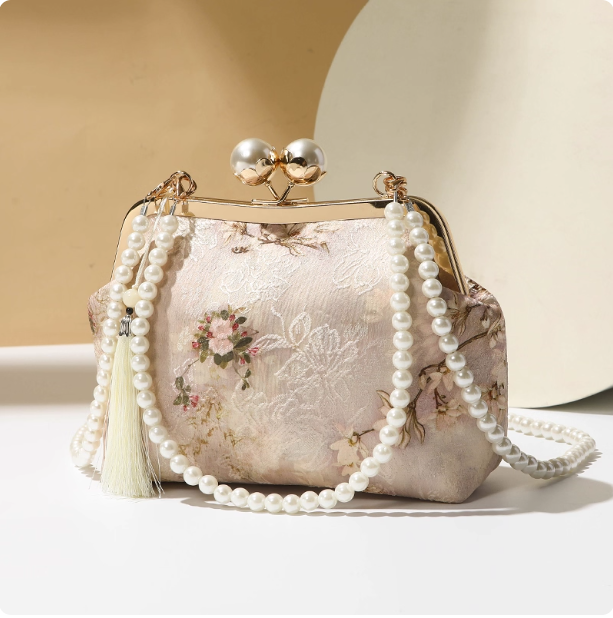 New Chinese Hanfu Pearl Chain Crossbody Bag Embroidery