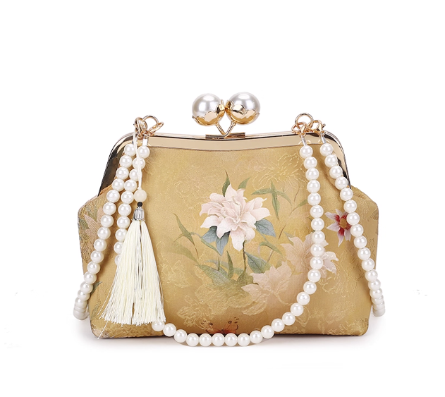 New Chinese Hanfu Pearl Chain Crossbody Bag Embroidery