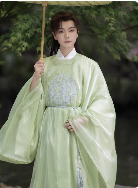 【青云】Tang style round neck green Hanfu set