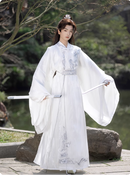 【云川】Tang style men's Hanfu white suit set