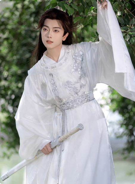 【云川】Tang style men's Hanfu white suit set