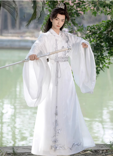 【云川】Tang style men's Hanfu white suit set