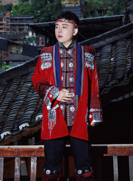 Chinese ethnic minority Hanfu male Dong ethnic clothing set