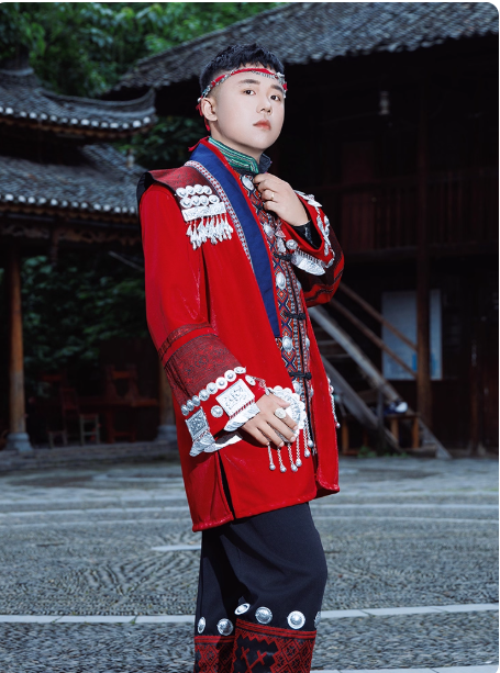 Chinese ethnic minority Hanfu male Dong ethnic clothing set