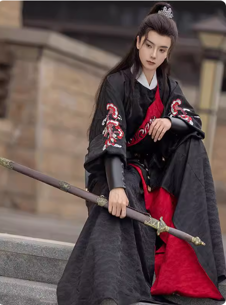 【灵芝】Tang Dynasty men's Hanfu suit, chivalrous ancient costume, Chinese style