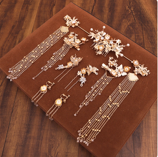 Hanfu headwear tassel Chinese style hair accessory set