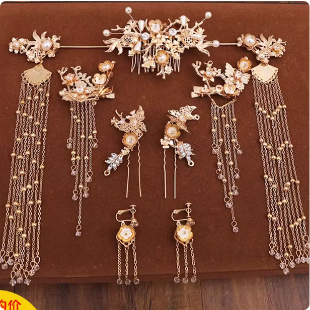 Hanfu headwear tassel Chinese style hair accessory set