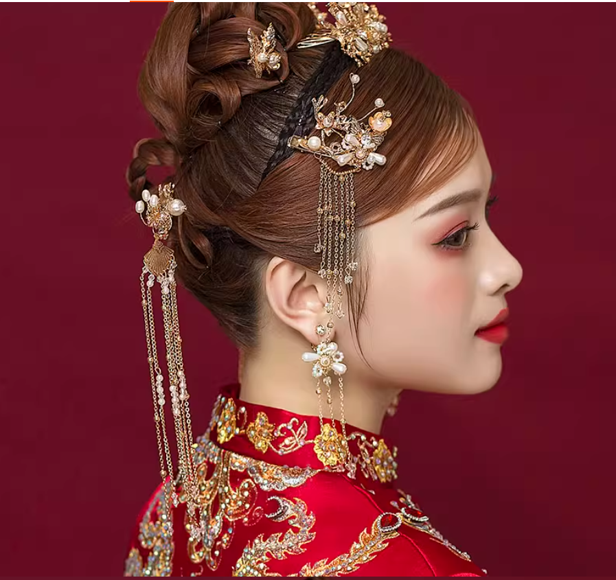 Hanfu headwear tassel Chinese style hair accessory set