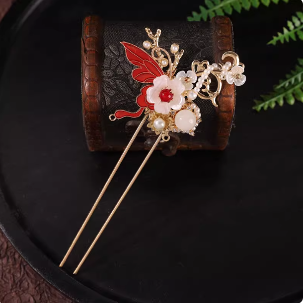 New Chinese style tassel hairpin, red hairpin