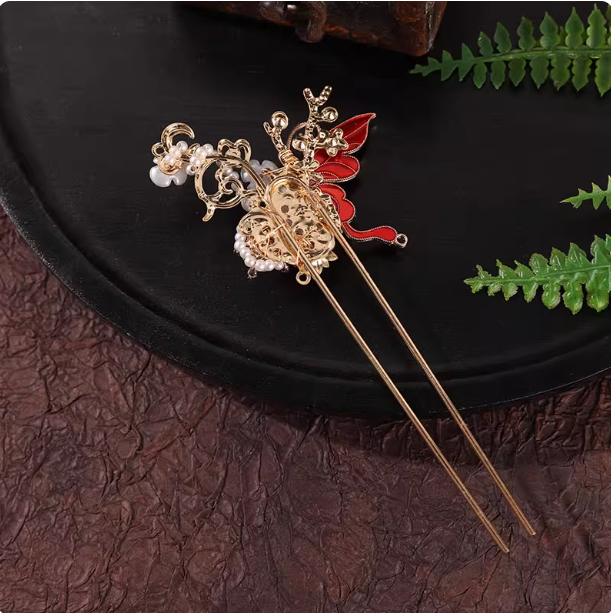 New Chinese style tassel hairpin, red hairpin