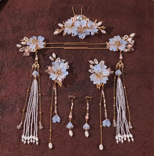 Hanfu headwear tassel step rocking hairpin complete set