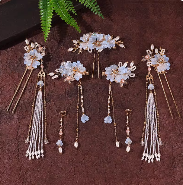 Hanfu headwear tassel step rocking hairpin complete set