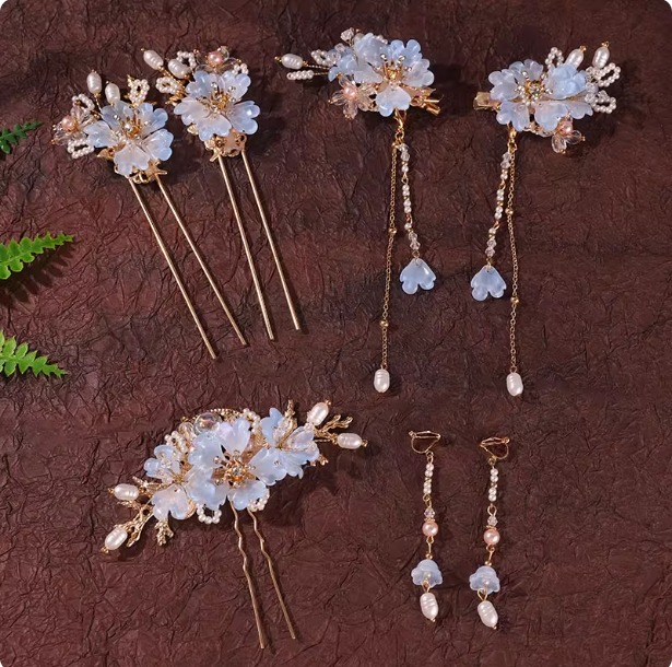 Hanfu headwear tassel step rocking hairpin complete set