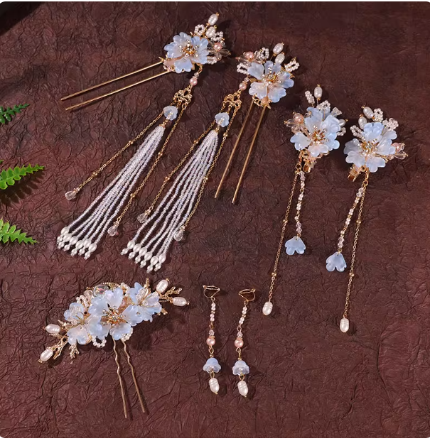 Hanfu headwear tassel step rocking hairpin complete set